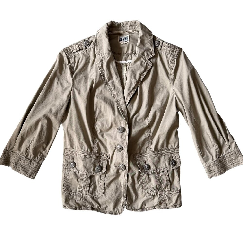 Converse One Star Women Jacket / Blazer Size M Fitted Tan Cotton